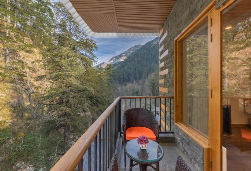 带大床的高级房间, Bradhi   Echor Riverside Resort Jibhi