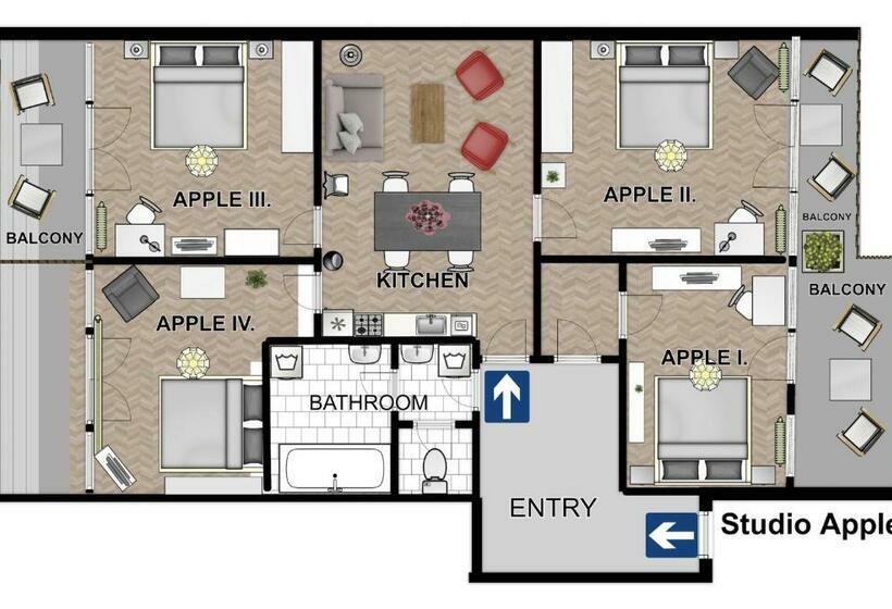 اتاق استاندارد با سرویس بهداشتی مشترک, New Town  Apple Apartments