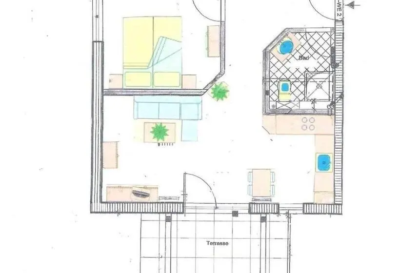 Huoneisto 1 Makuuhuone Terassi, Residenz Strandkrone 02
