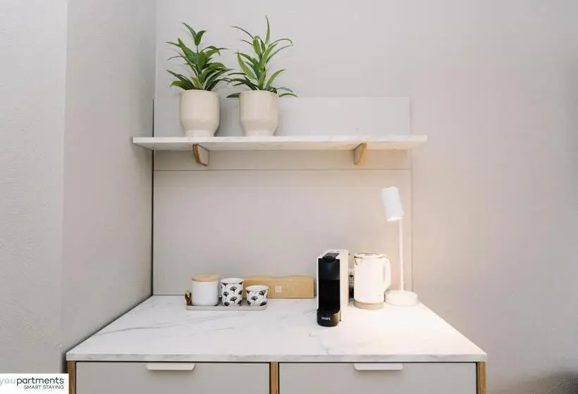 キングサイドベッドのスタンダードワンルーム, Youpartments Zentrale Micro Apartments