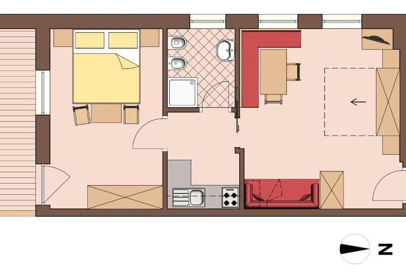شقة غرفة نوم واحدة مزودة بشُرفة, Tlisüra