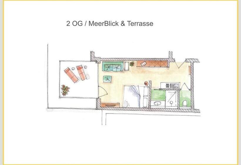 Апартаменты 1 Спальня с Террасой Вид на Море, Meerblickd21