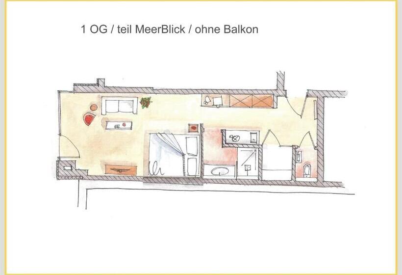サイドシービュー1ベッドルームアパートメント, Meerblickd21
