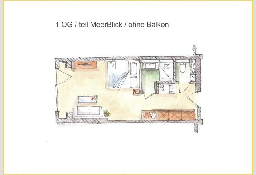 サイドシービュー1ベッドルームアパートメント, Meerblickd21
