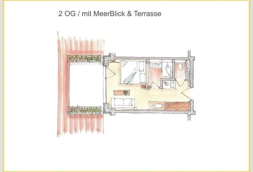 オーシャンビューのテラス付1ベッドルームアパート, Meerblickd21