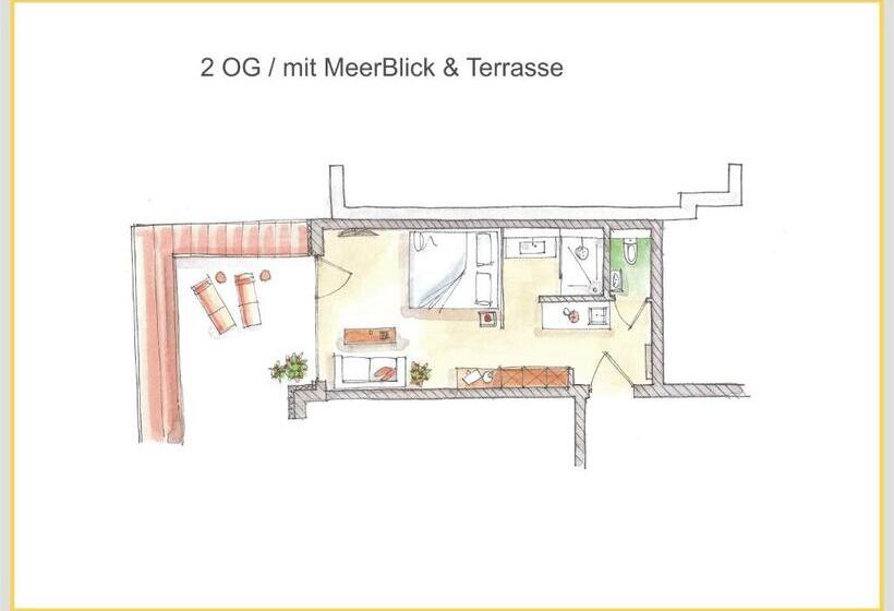 オーシャンビューのテラス付1ベッドルームアパート, Meerblickd21