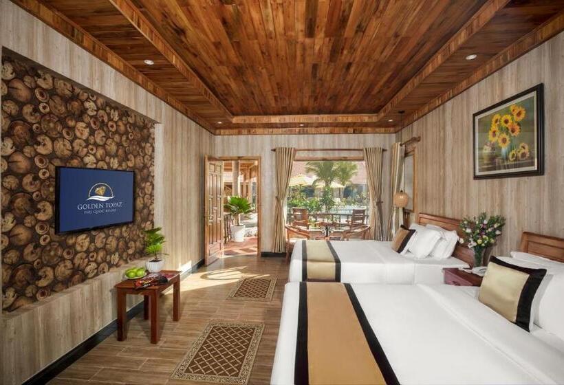 اتاق استاندارد با چشم‌انداز استخر, Golden Topaz Phu Quoc Resort