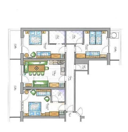 Deluxe-huoneisto 3 Makuuhuonetta, Aparthotel Hohe Brücke