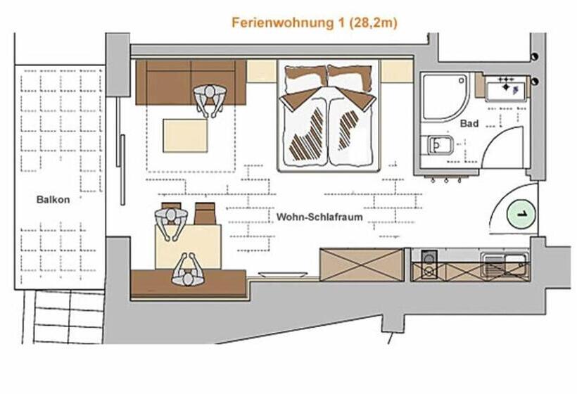 סטודיו סטנדרט עם מרפסת, Apartments Oberdorner