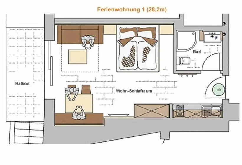 バルコニー付きスタンダードステューディオ, Apartments Oberdorner