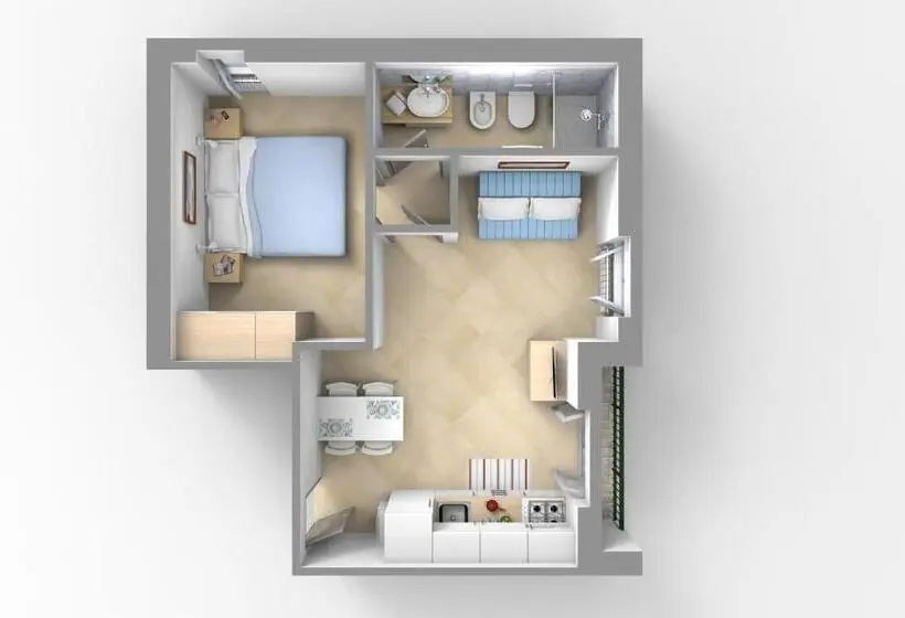 آپارتمان 1 خوابه, Residence Glicini