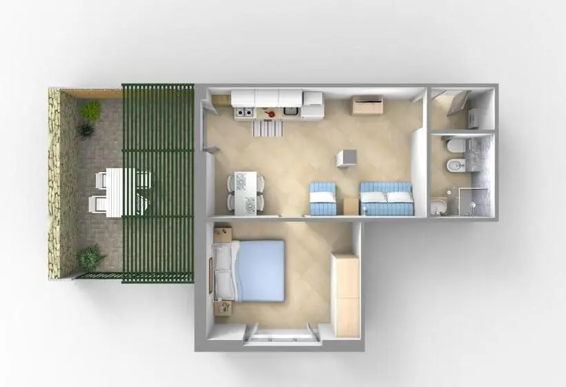 آپارتمان 1 خوابه با تراس, Residence Glicini