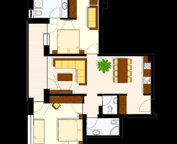 Appartamento 2 Camere da Letto con Balcone, Birkheim
