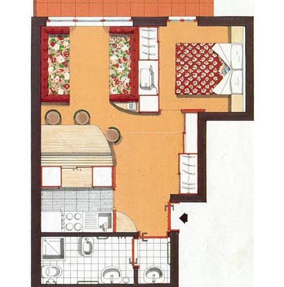 １ベッドルームアパートメント, Residence Orsa Maggiore