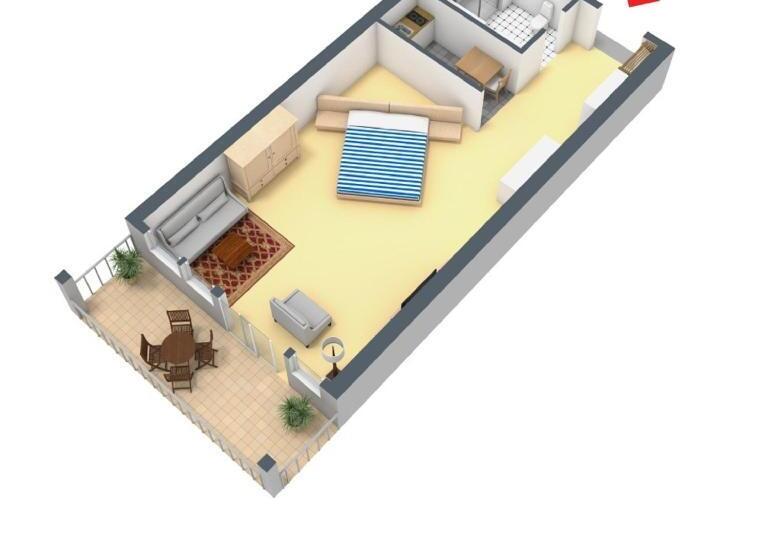 דירת חדר עם טרסה, Residenz Hopfensee