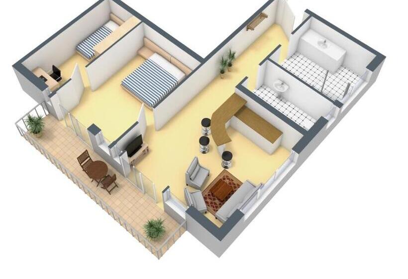 דירה בת חדר שינה 1 עם מרפסת, Residenz Hopfensee