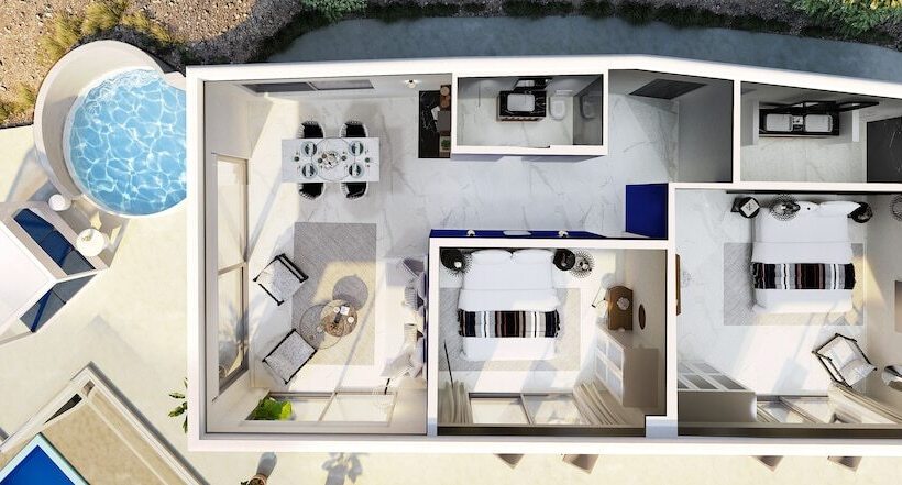 فيلا غرفتين نوم مطلة على البحر, Kouros Hotel & Suites