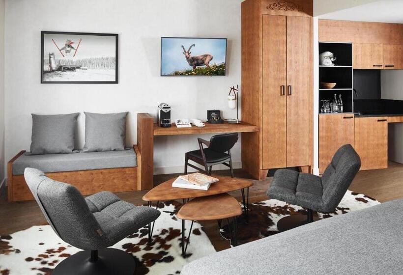 Номер Престиж, Ecrin Blanc Resort Courchevel   Aquapark