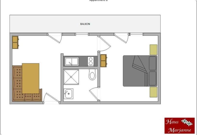 标准工作室带阳台, Haus Marjanne