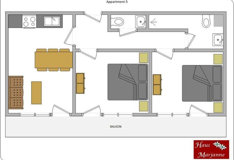 带2个卧室的公寓, Haus Marjanne