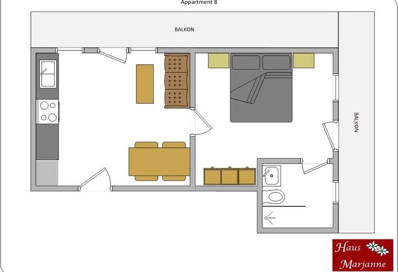 带1个卧室的带阳台的公寓, Haus Marjanne
