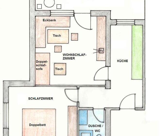 带1个卧室的公寓, Pension Appartements Via Claudia