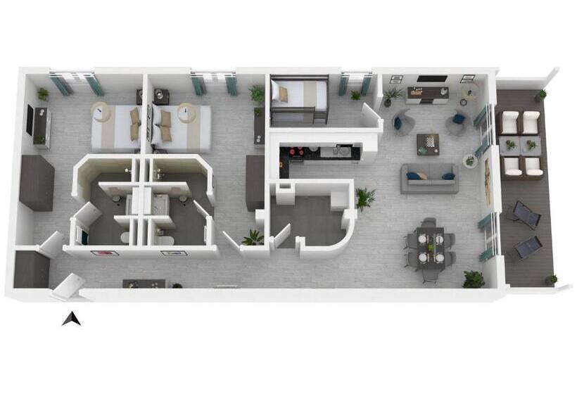 דירת שלושה חדרים, Apartmentanlage Zwei Wasser Strandhaus