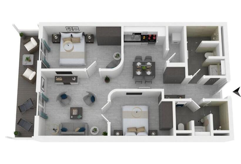 Апартаменты 2 Спальни с Террасой, Apartmentanlage Zwei Wasser  Strandhaus