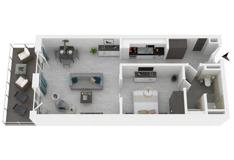 דירה בת חדר שינה 1 עם מרפסת, Apartmentanlage Zwei Wasser Strandhaus