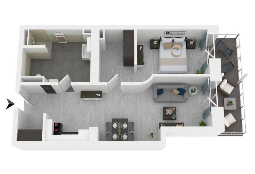 דירה בת חדר שינה 1 עם מרפסת, Apartmentanlage Zwei Wasser Strandhaus