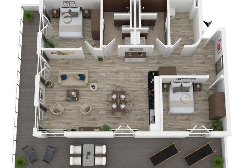 דירת שני חדרים עם מרפת, Apartmentanlage Zwei Wasser Strandhaus