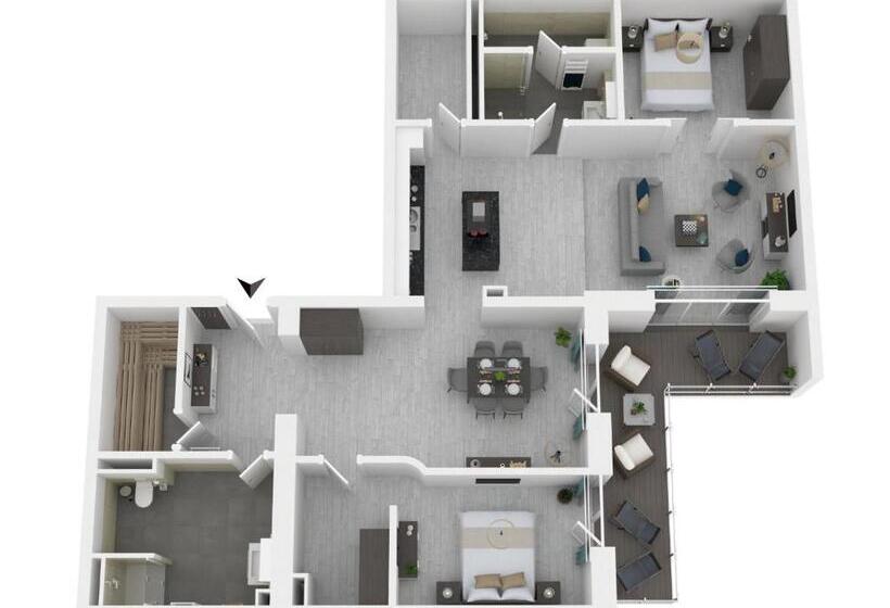 침실 2개 바다 전망 아파트, Apartmentanlage Zwei Wasser  Strandhaus