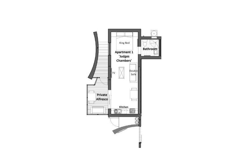 キングサイドベッドのスタンダードワンルーム, Loxton Courthouse Apartments