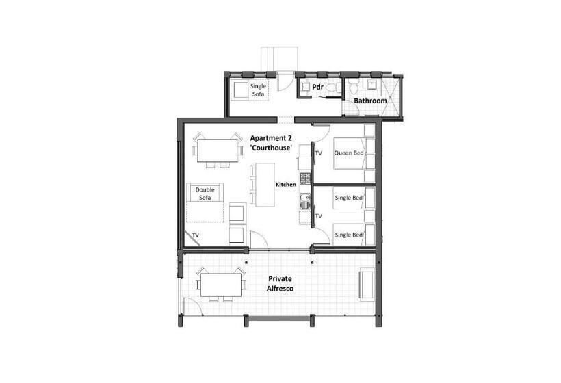 ２ベッドルームアパートメント, Loxton Courthouse Apartments