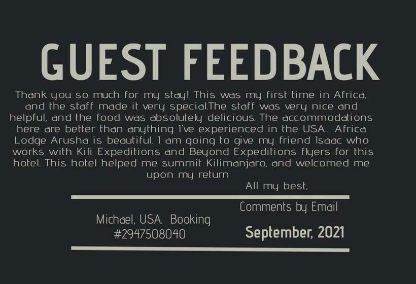 标准单人间, Africa Lodge Arusha