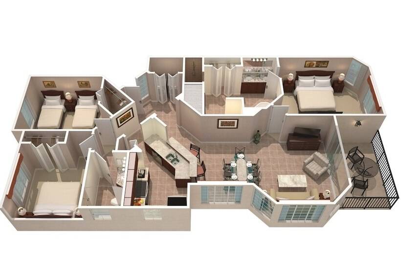 三卧高级套房, Worldquest Orlando Resort