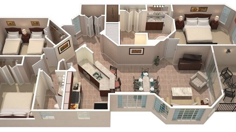 三卧高级套房, Worldquest Orlando Resort