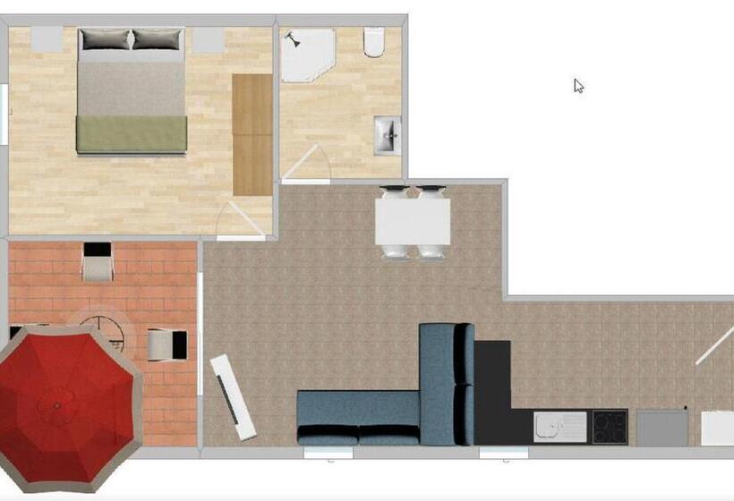 דירת חדר עם נוף לים ומרפסת, Villa Elly