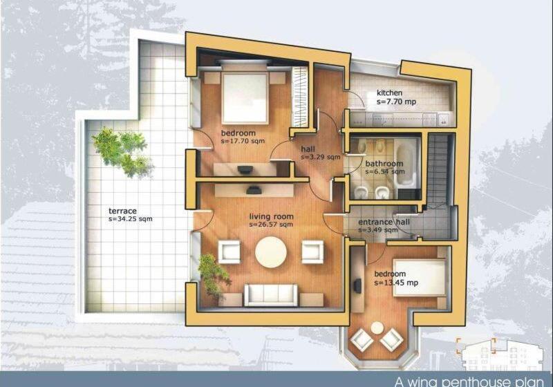 דירת 2 חדרים עם טרסה, 6 Apartments