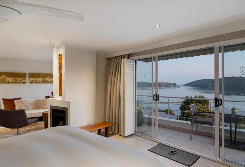 חדר דלוקס עם מרפסת נוף לים, Villa Afrikana Guest Suites By Knysna Paradise Collection
