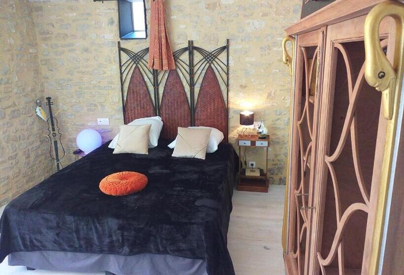 בית, חדר שינה 1, Le Sourire Du Troubadour   8 Chambres   Baignade à 300 M   Salle De Jeux   Poêle à Bois