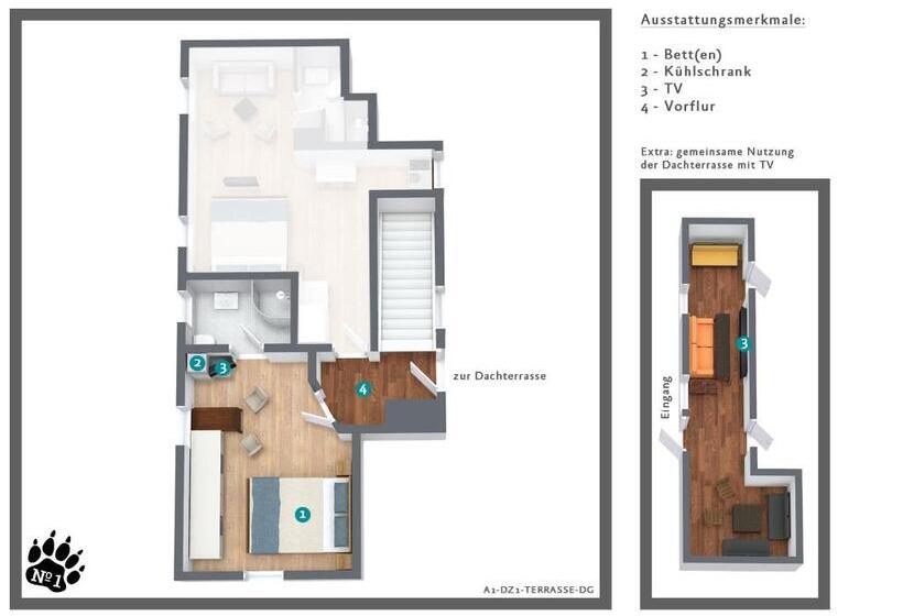 غرفة قياسية مزوَّدة بتراس, Numero1 Pension Und Cafe