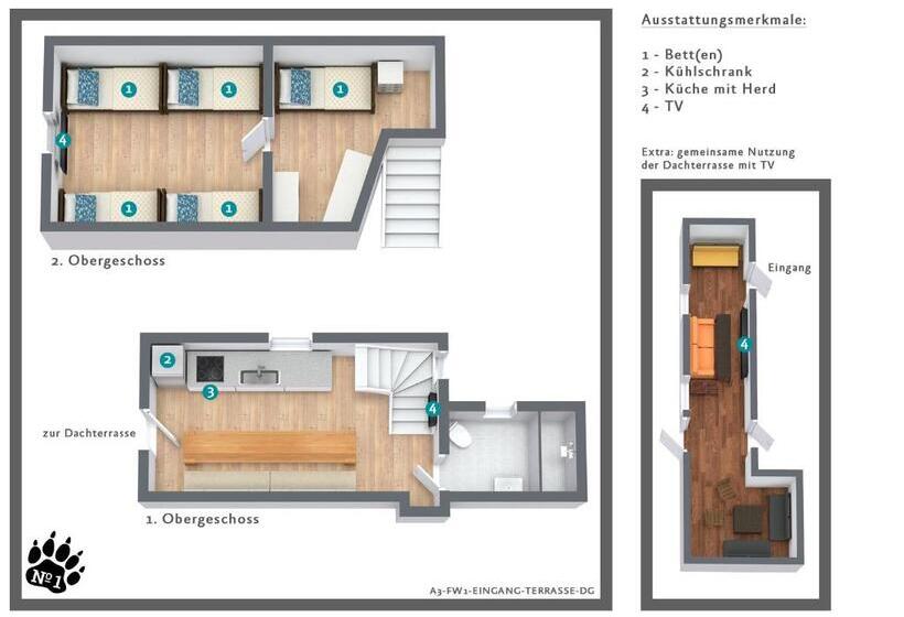 شقة غرفة واحدة مزودة بتراس, Numero1 Pension Und Cafe