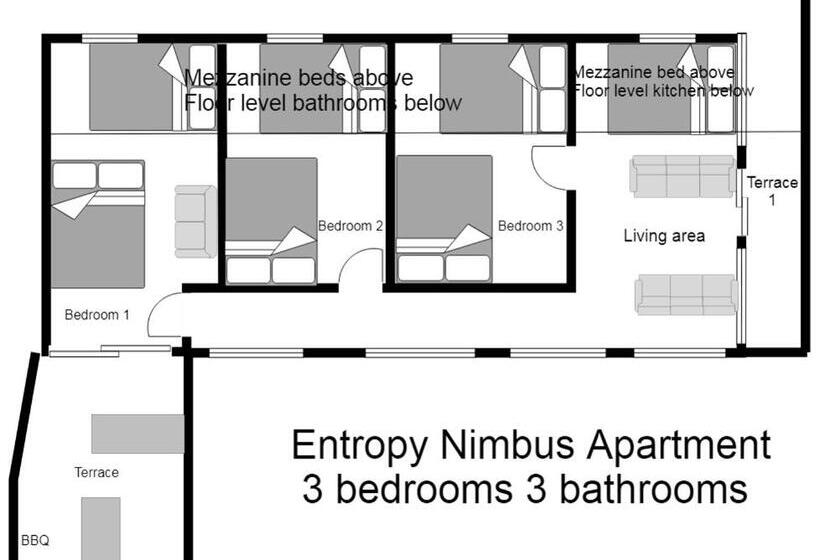 침실 1개 테라스 아파트, Entropy Apartment
