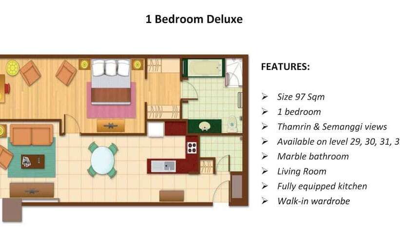 １ベッドルームのデラックスアパートメント, The Mayflower, Jakarta Marriott Executive Apartments