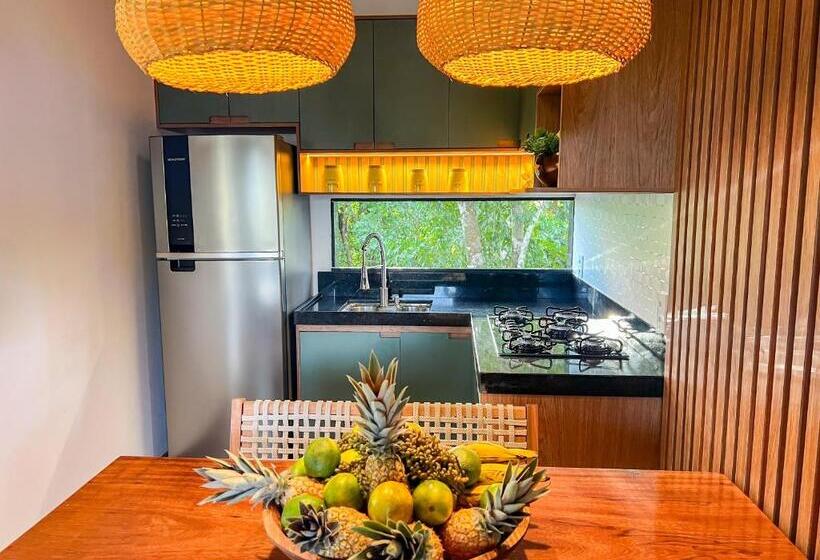 庭の見える1ベッドルームアパートメント, Pousada Recanto Caxando