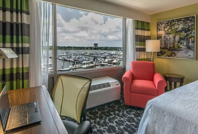 景色の見えるダブルベッドスタンダードルーム, Hilton Garden Inn Charleston Waterfront/downtown