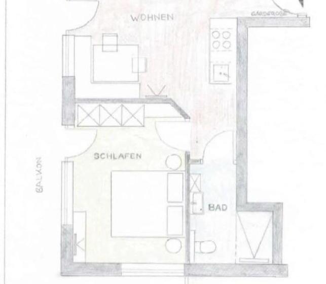 דירה בת חדר שינה 1 עם נוף, Pension Gieringer