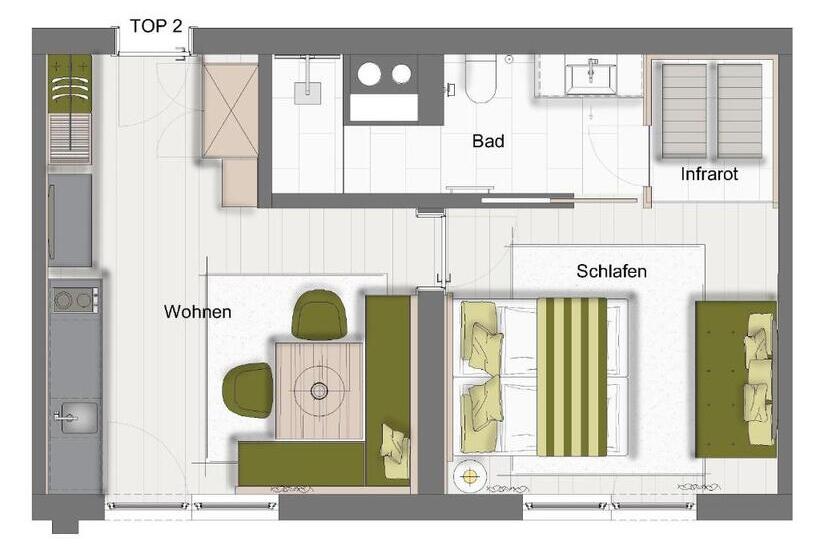 バルコニー付き1ベッドルームアパートメント, Das Luggi Appartements