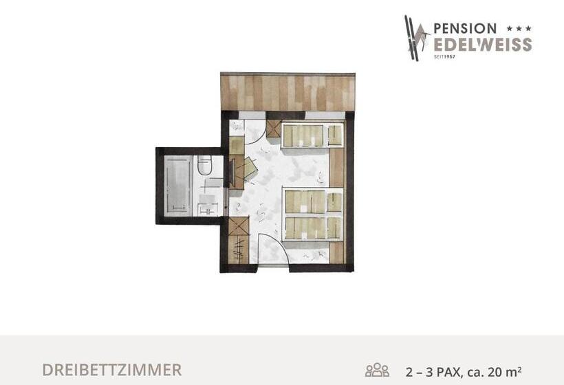 スタンダードトリプルルーム, Pension Edelweiss